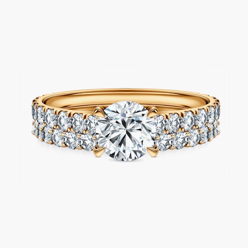 Obrączki Share Your Love: złote, diamenty laboratoryjne, płaskie, 1,5 mm i 3 mm